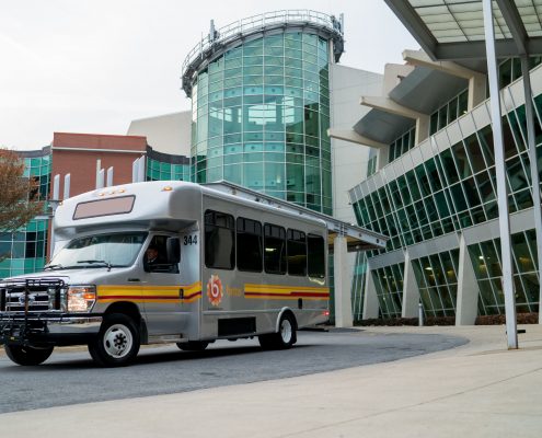 brite bus outside of hospital