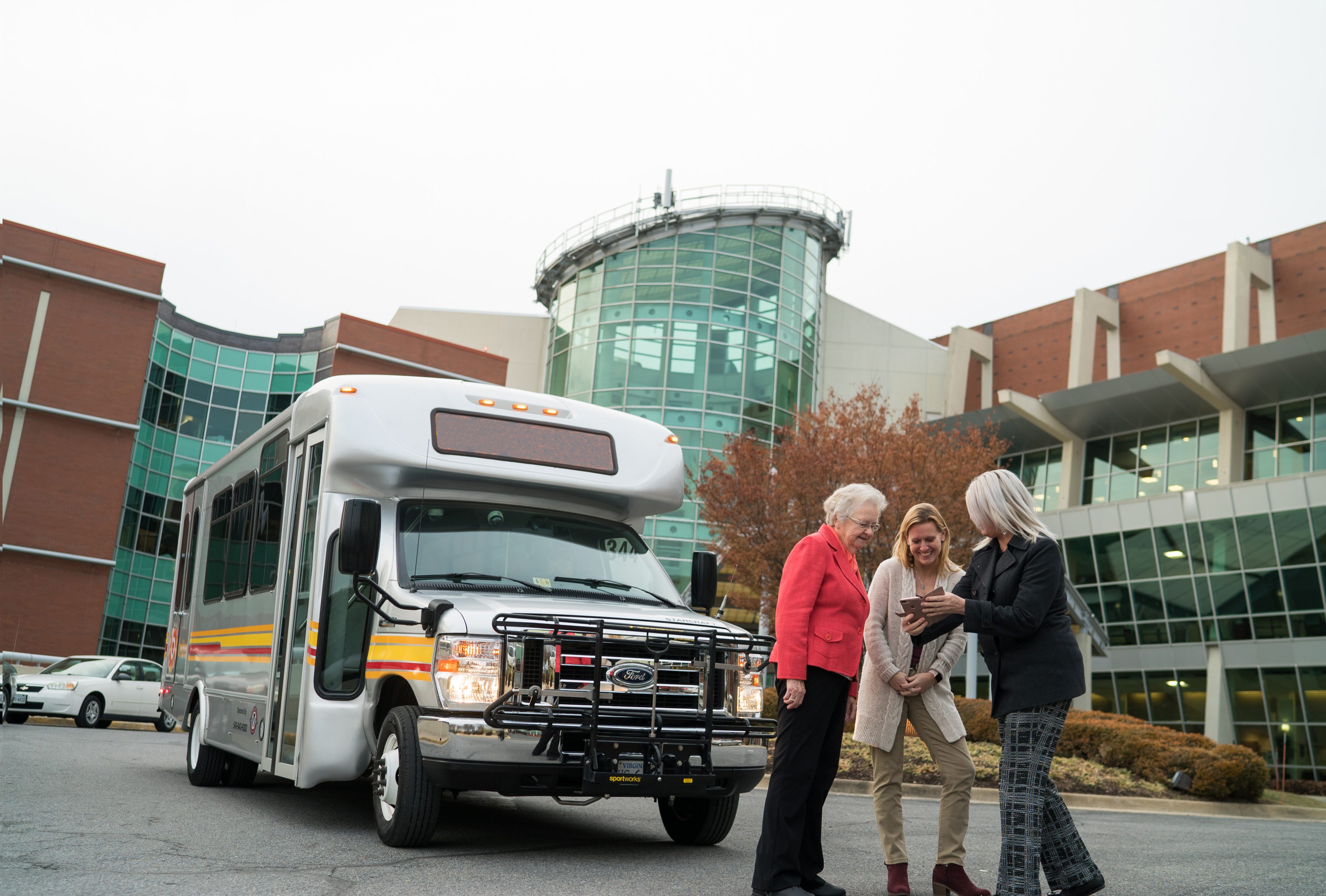 brite bus outside of hospital