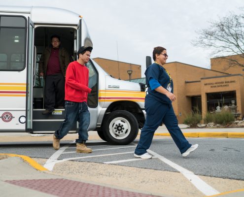 brite passengers getting off the bus