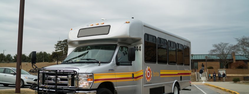 brite bus leaving a stop