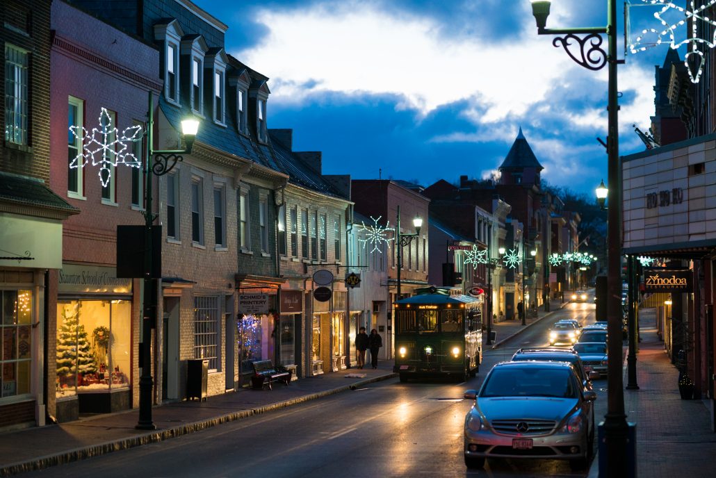 brite bus in downtown staunton