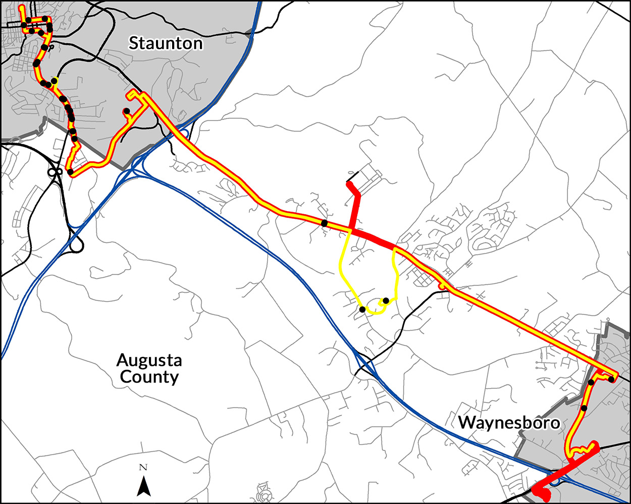 250 connector bus route map