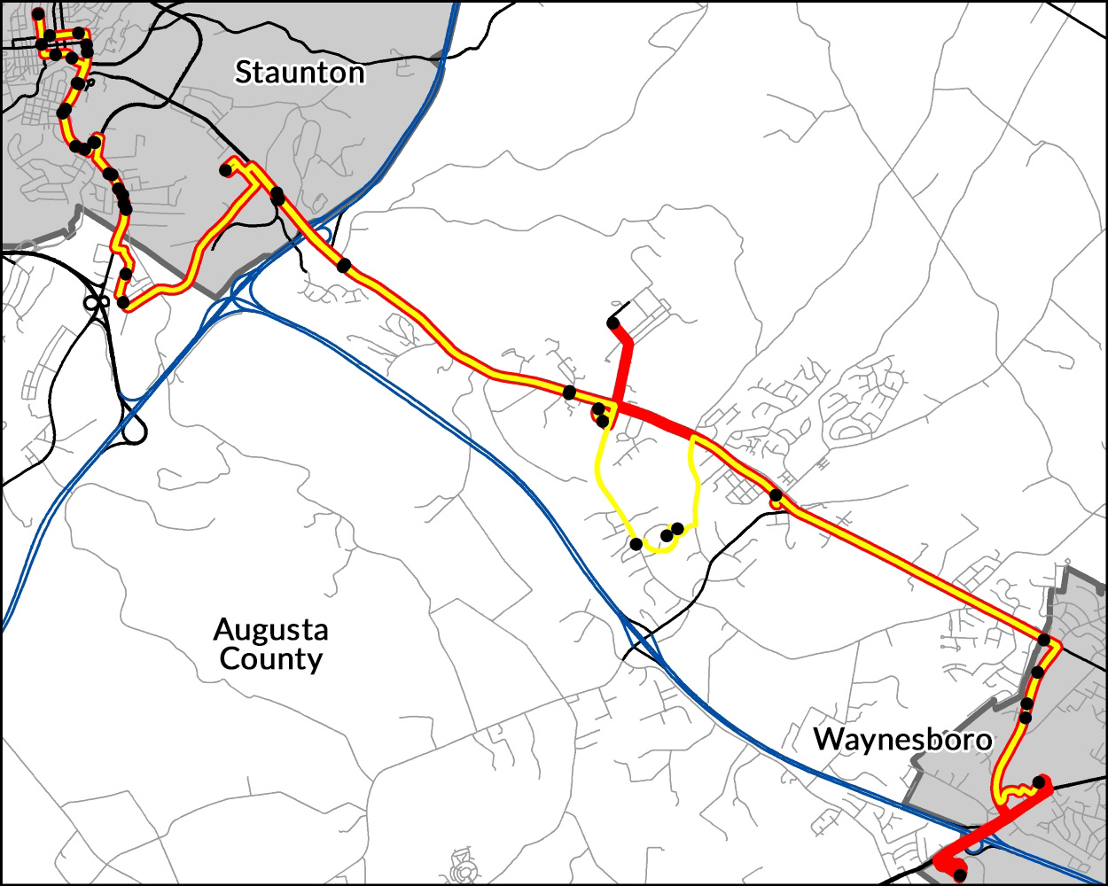 250 connector bus routes map