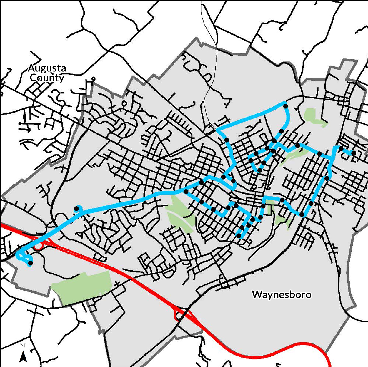 Waynesboro circulator bus route