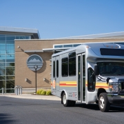 BRITE Bus parked on Blue Ridge Community College's campus