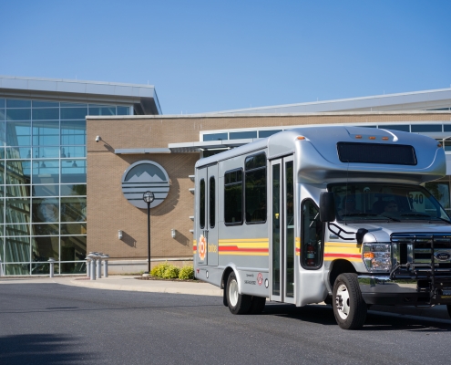 BRITE Bus parked on Blue Ridge Community College's campus