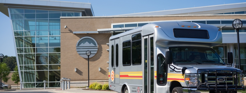 BRITE Bus parked on Blue Ridge Community College's campus